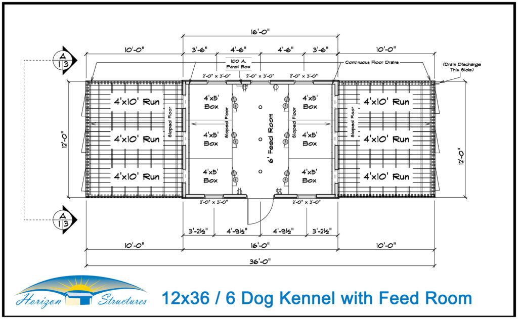 12X36 /6 Dog Kennel with Feed Room