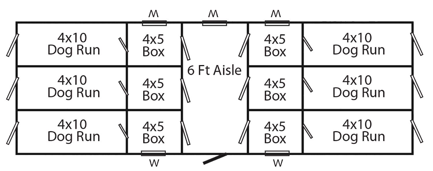 12x36 Commercial Kennel Layout