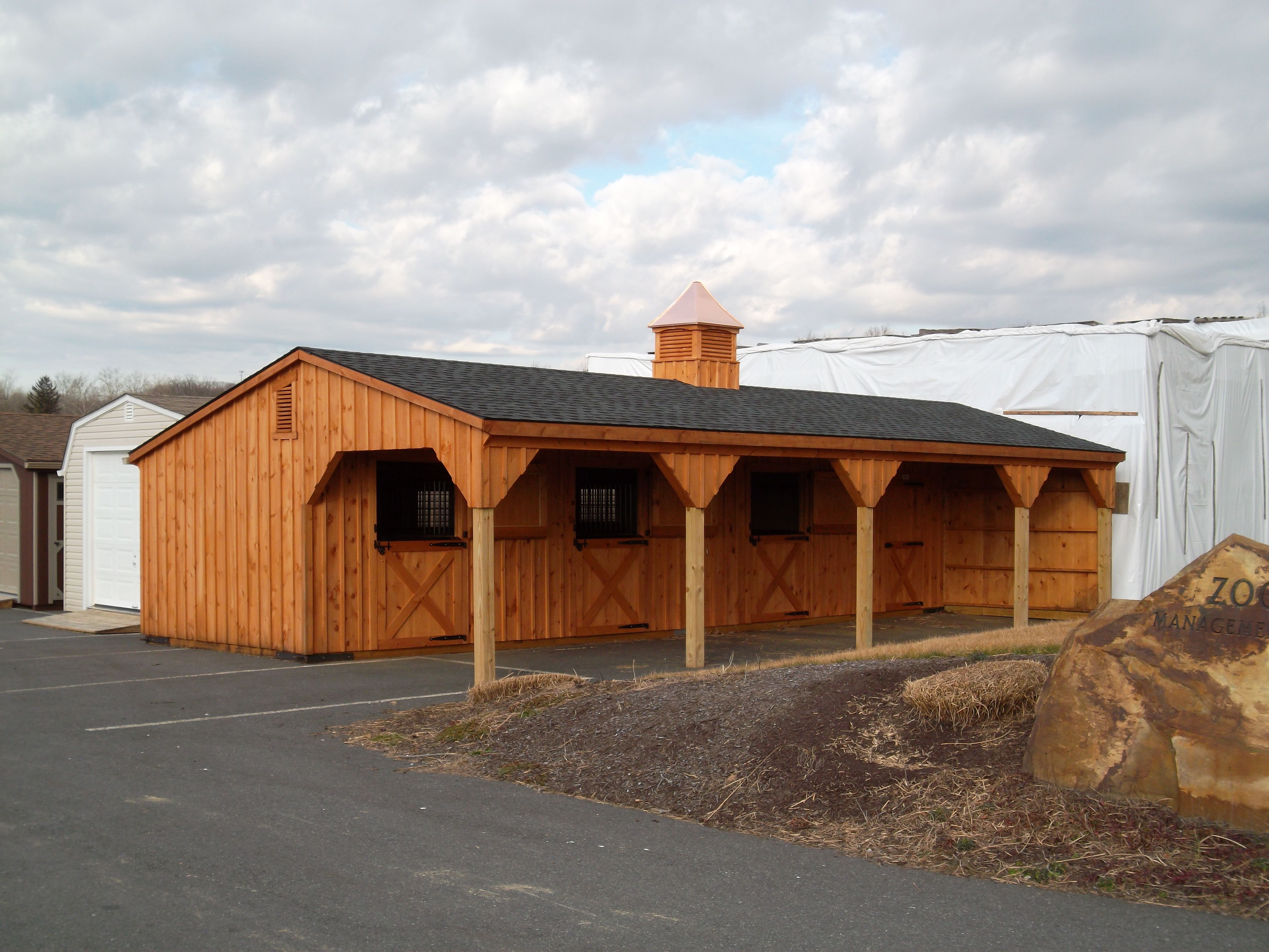 Shed Row Horse Barn with Overhang