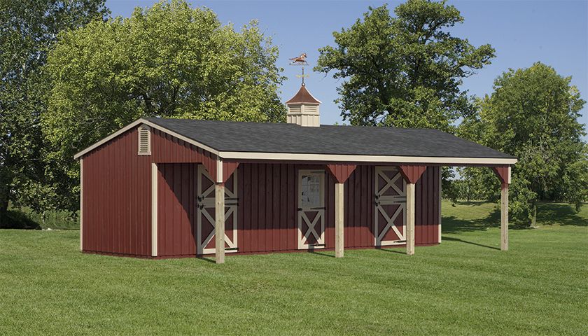 Shed Row Horse Barn with Overhang