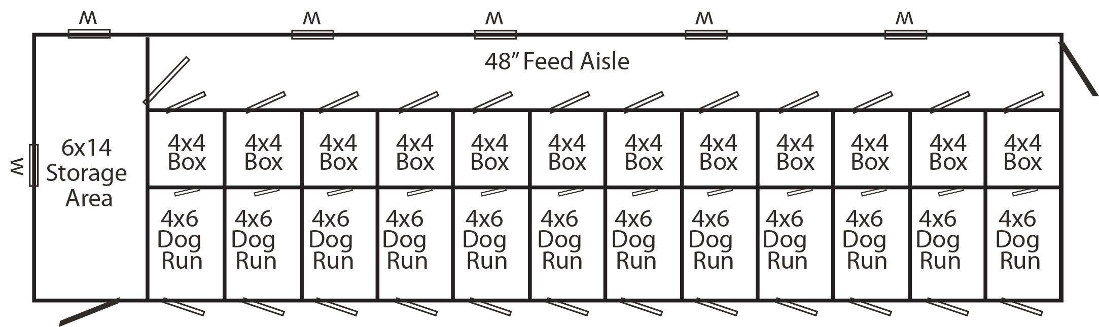 14x54 Commercial Kennel Layout