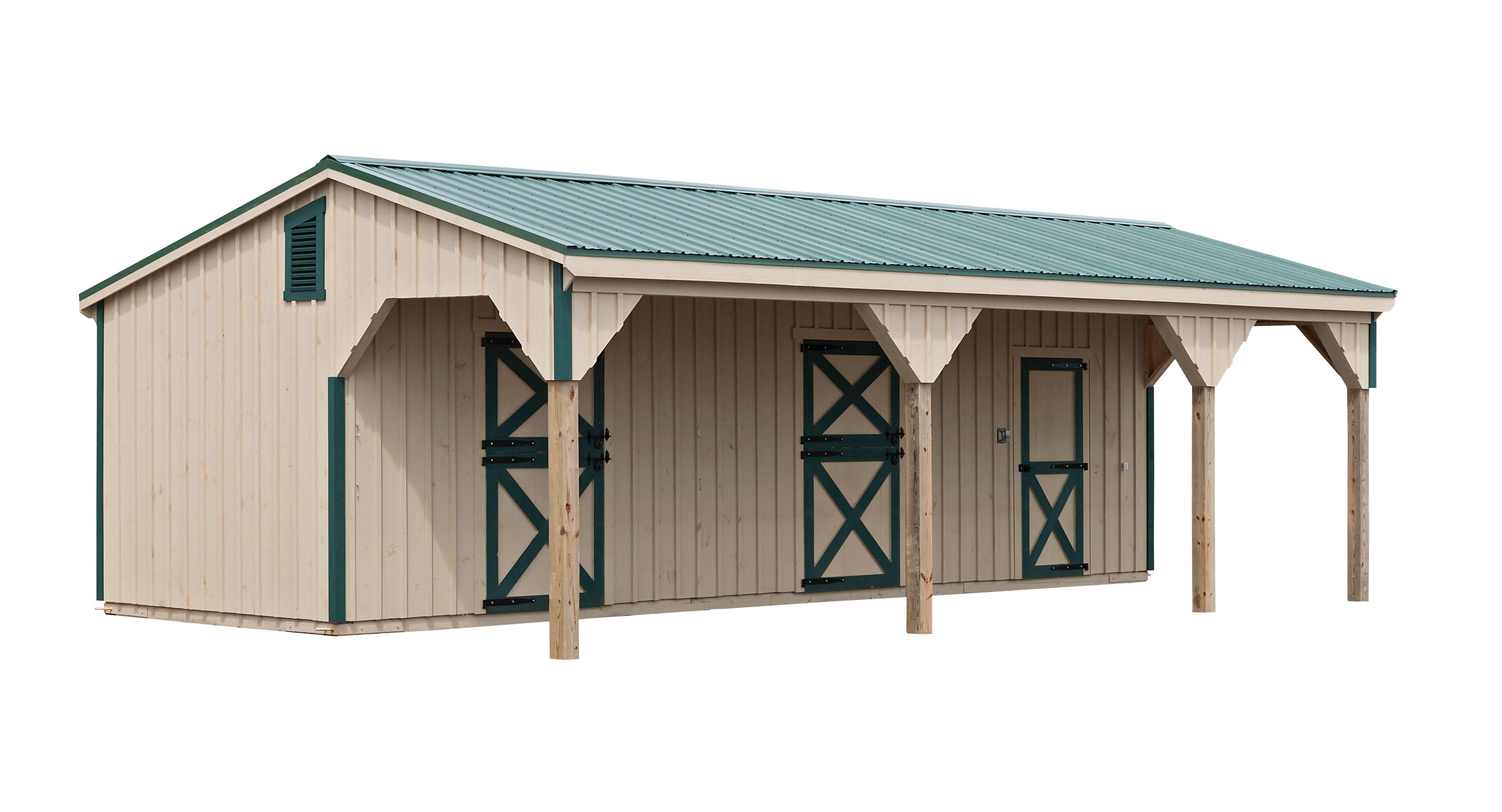 Shed Row Horse Barn with Overhang